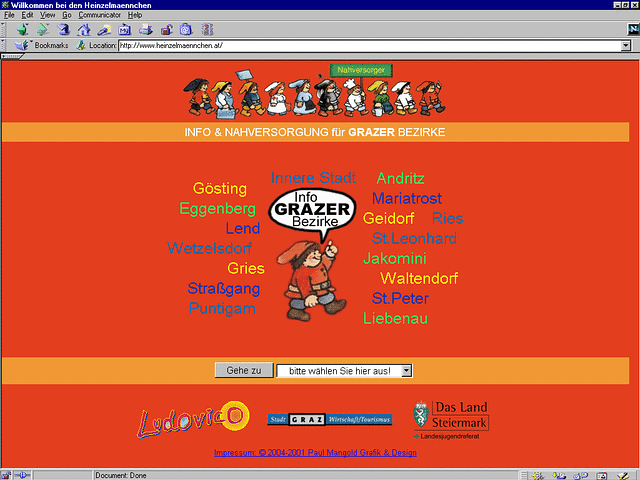 
screenshot startseite, 2004, layoutversion 2