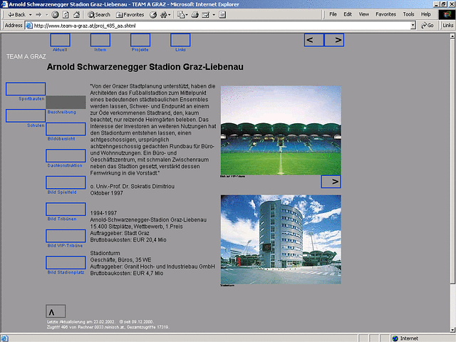 
screenshot unterseite 'Arnold Schwarzenegger Stadion Graz-Liebenau'
